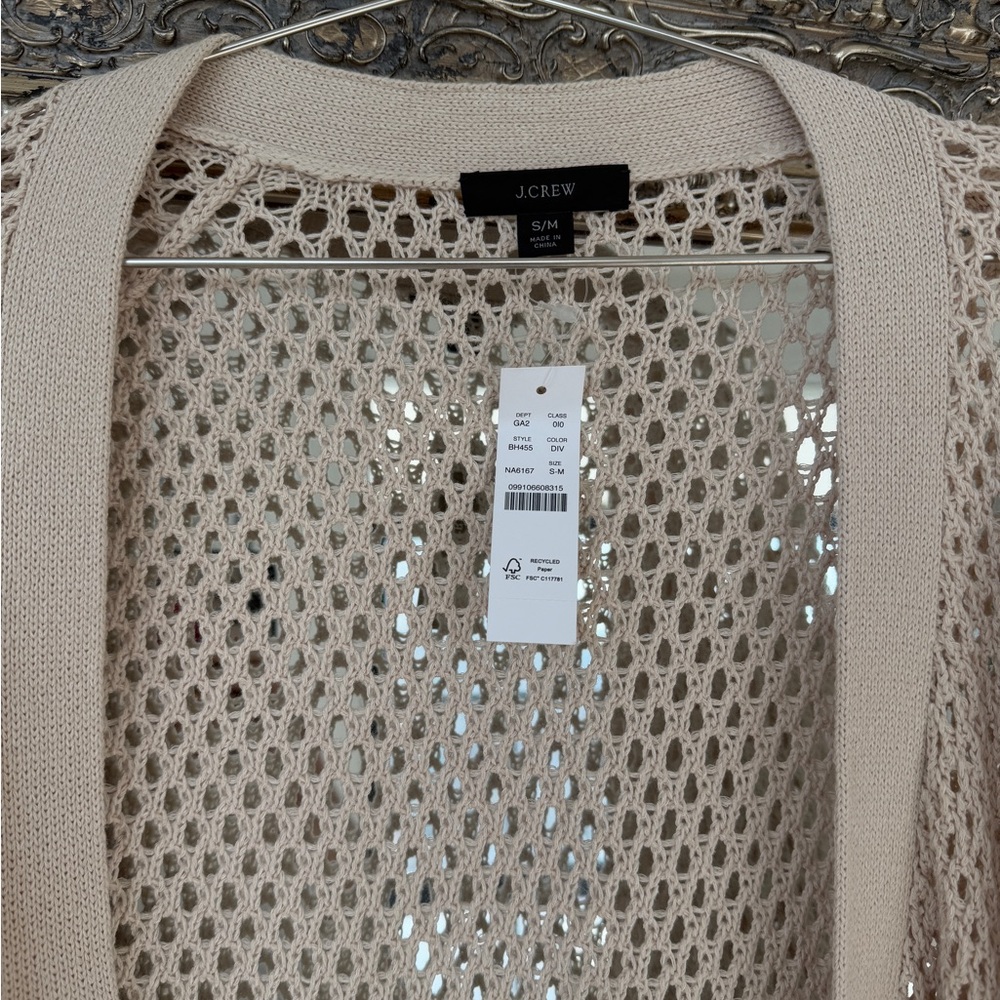 J. Crew Cream Open-Weave Button Cardigan - Picture 4 of 4
